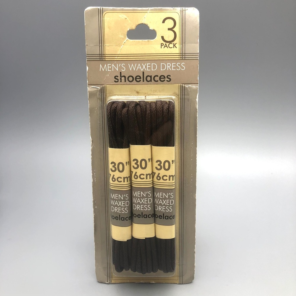 Mens Waxed Dress Shoelaces 3 Pair Pack Dark Brown 30 Inch 76cm Round Laces